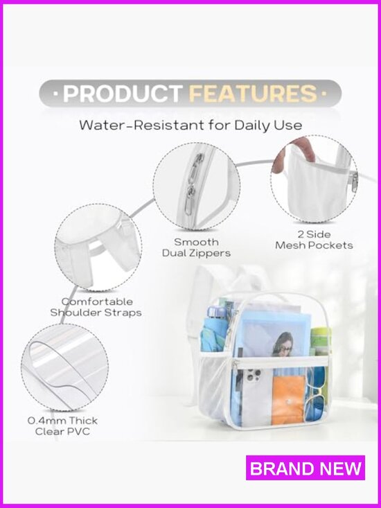 Clear Backpack Stadium Approved Waterproof Small PVC Backpack for Concerts Work